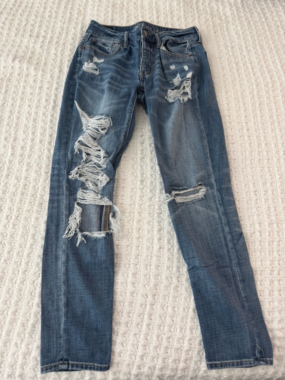 Distressed Women's Blue Ripped Slim Jeans